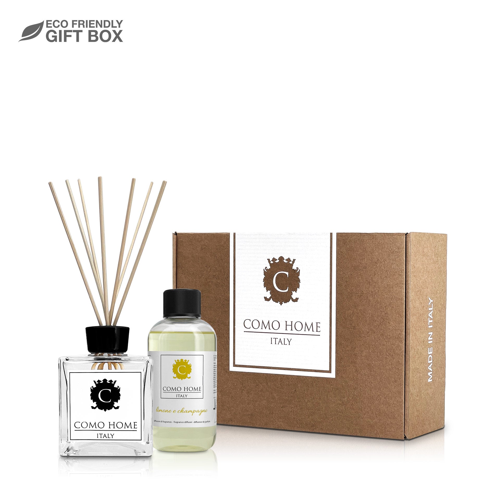 Como Home Diffusore bastoncini 250 ml Limone e Champagne