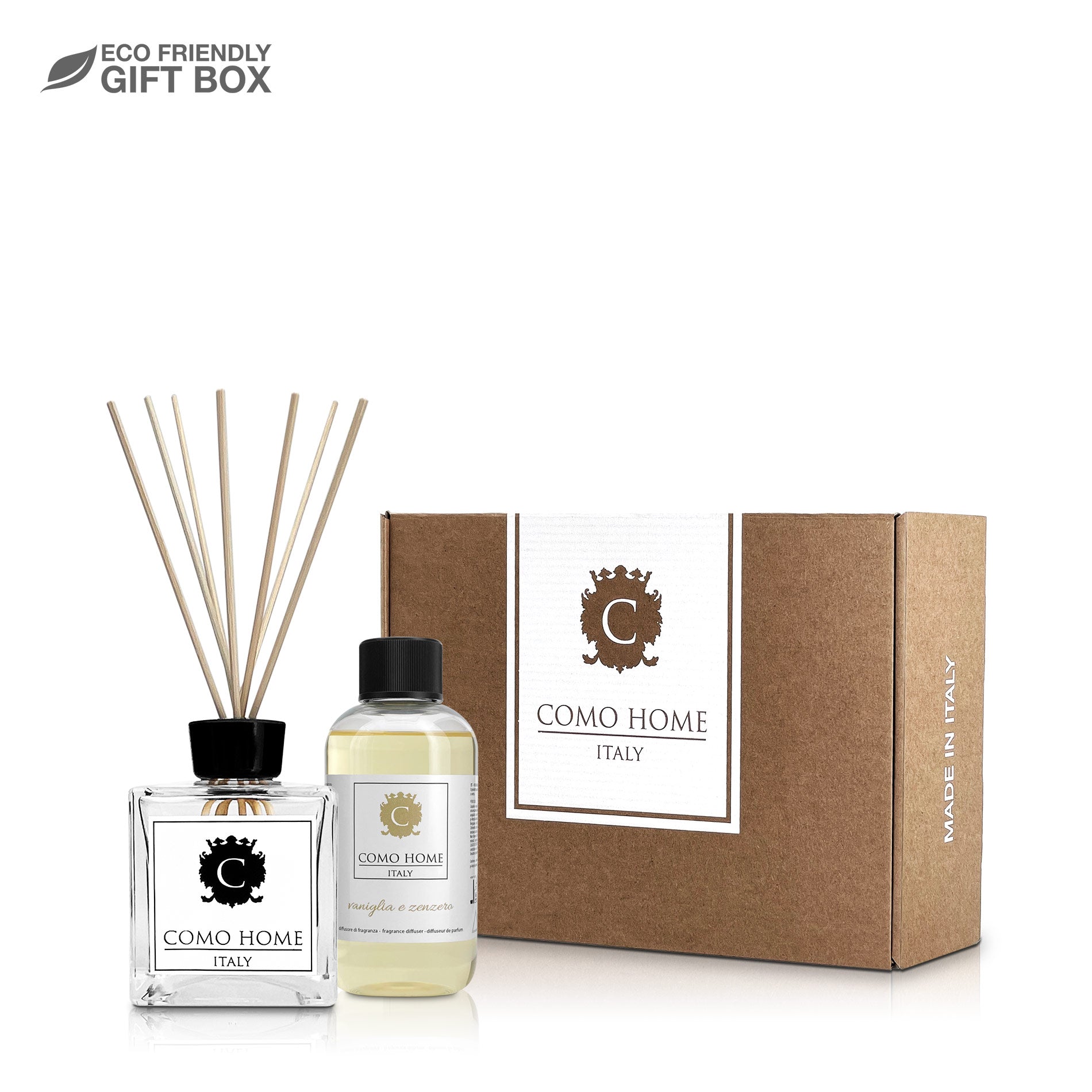 Como Home Diffusore bastoncini 250 ml Vaniglia e Zenzero